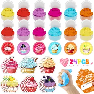 [Funewest] 24 Pack Cake Butter Slime Kits, Soft and Non-Sticky Slime Kit Party Favors for Girls and Boys, Easter gifts, Easter Basket Stuffers for Boys Girls Stress Relief Glutinous