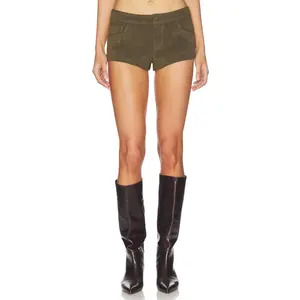 superdown Frannie Faux Suede Short in Olive Green