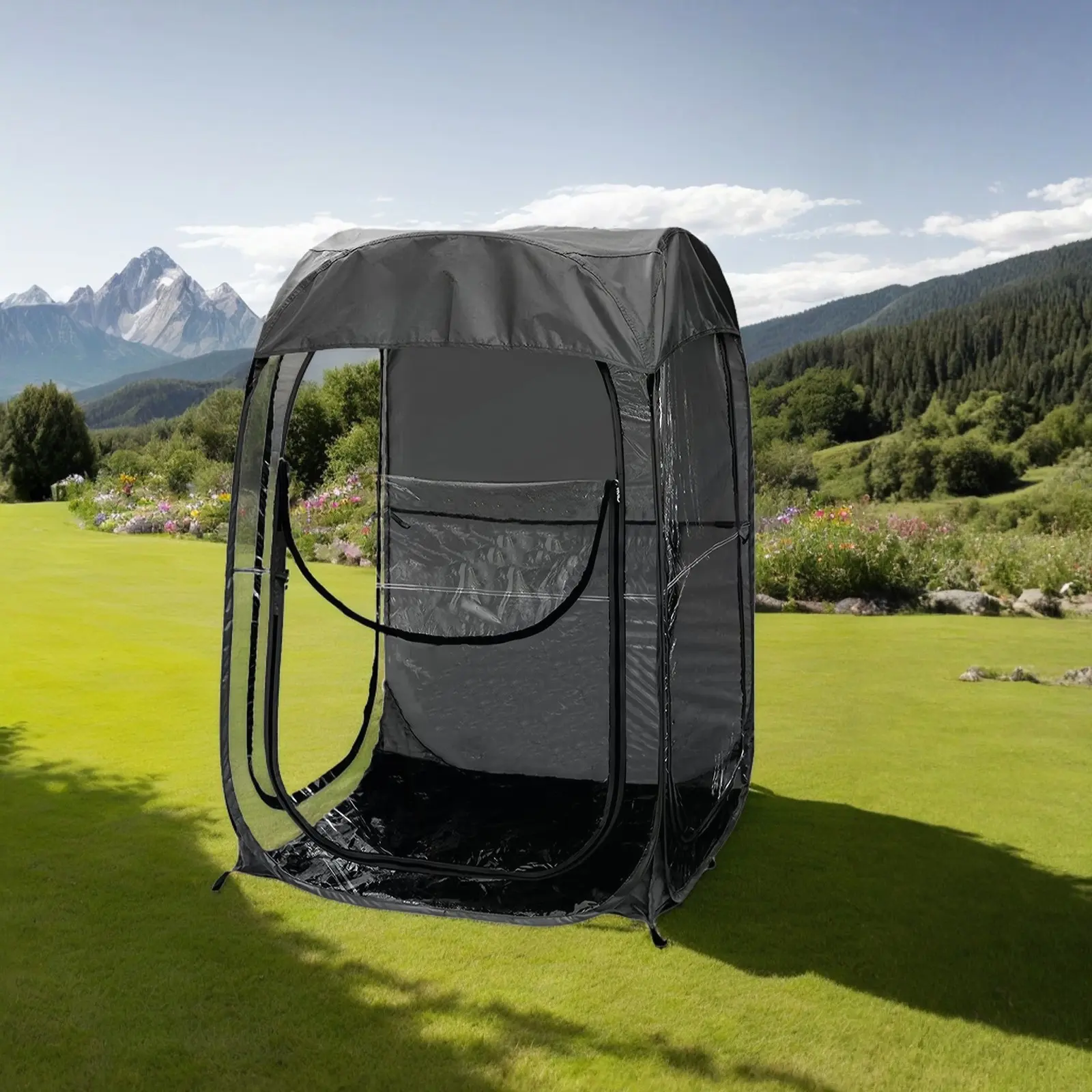 Pop Up Sports Tent, Portable Windproof Instant Setup Shelter for Outdoor Sports Events, Fishing, and Camping, Black Weather Pod, Windproof Portable Tent, Compact And Portable