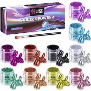 Chrome Powder,10 Colors Metallic Mirror Effect Chrome Powder for Nail, Pigment for Epoxy Resin, Slime, Crafting, Tumbler, Oil Painting, Black/Silver/Blue Resin Color Pigment - LET'S RESIN