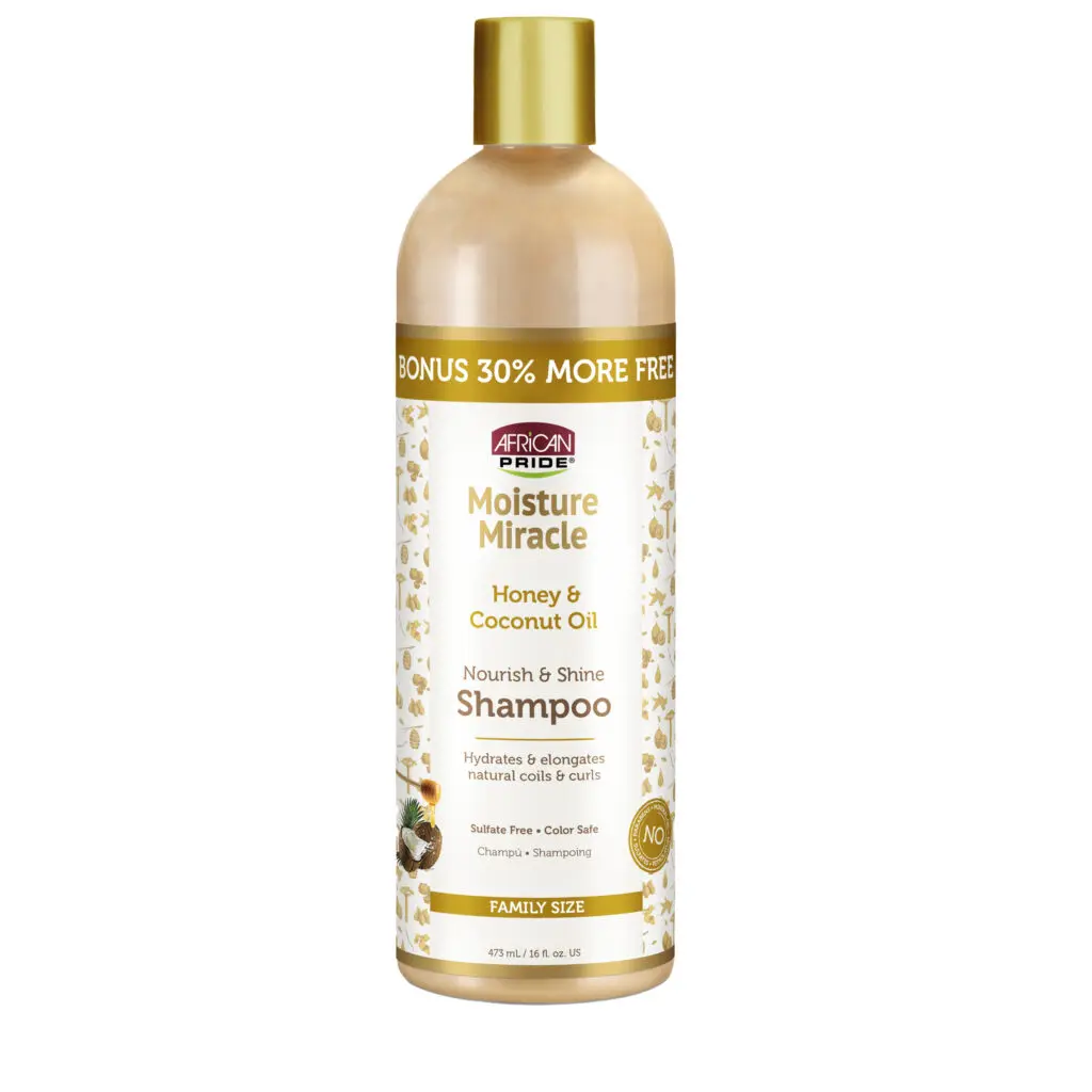 Honey & Coconut Oil Moisturizing Shampoo - Sulfate-Free, Paraben-Free 16 oz Hair Cleanser for Curly Hair, Hydrating Moisturizer for Healthy Defined Curls & Coils, Repairing, Purifying, Shine-Boosting Selfcare Product