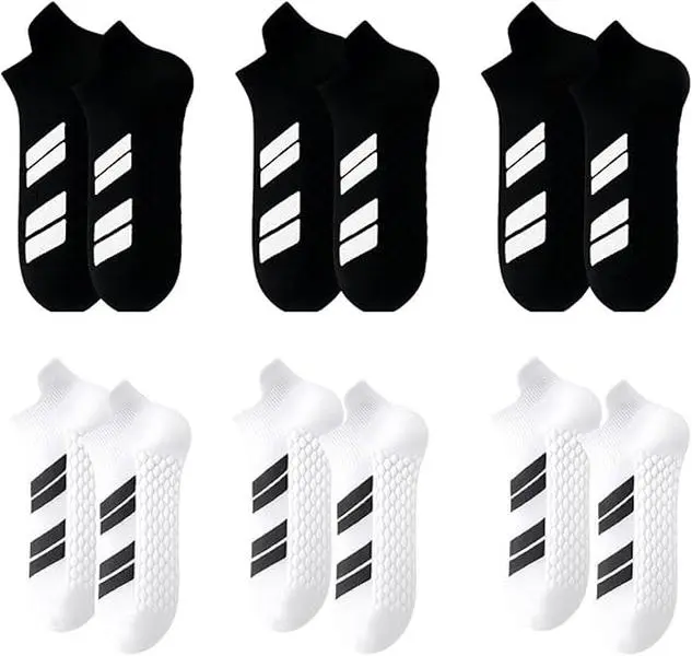 6 Pairs Sports No Show Socks for Men and Women, Low Cut Ankle Socks with Terry Sole, Breathable Moisture Wicking Athletic Socks for Daily Wear