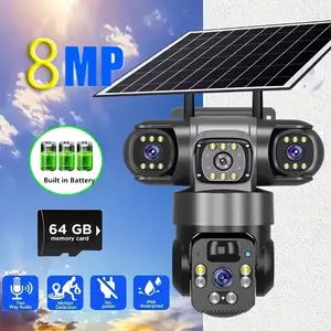 Mother's Day Gift:4K Solar-Powered Wireless Camera | Triple Lens 355° Wide-Angle Motion Detection, Two-Way Audio, 2.4G WiFi, Audio Alarm, Mobile Remote Viewing, Suitable for Home Security