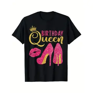 Birthday Queen Crew T Shirt for Women Girls Comfortable Graphics Print AllSeason Tee for Daily Outdoor Activities