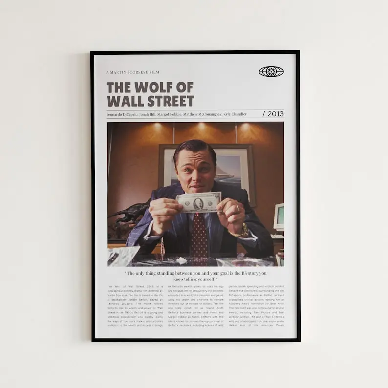 The Wolf of Wall Street, Martin Scorsese, Retro Movie Poster, Poster Decor Room, Poster Movie