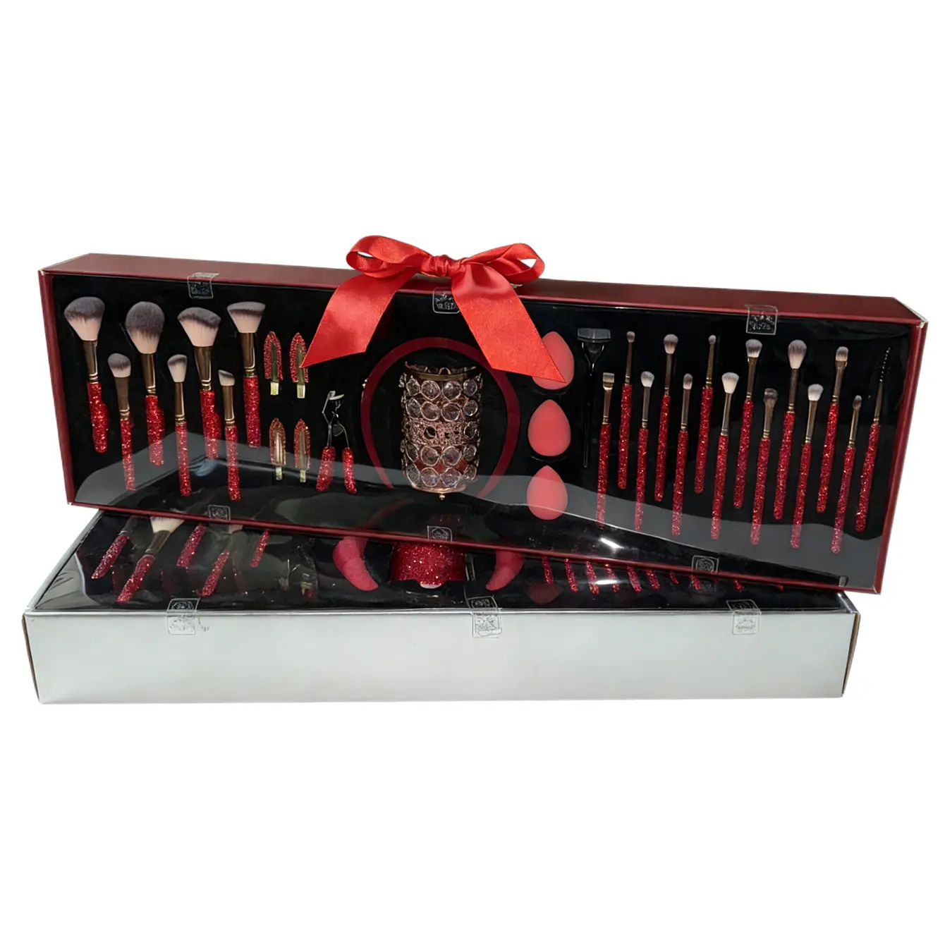 Women's 32-Piece Professional Makeup Brushes Set - Complete Luxury Design Kit for Beginners with Foundation, Concealer, Eyeshadow Blending Tools, Eyebrow Pencil, Tint, Tweezers, Blush, Contour, Lash Tools in Cosmetic Gift Box, Complete Kit, Full Kit, Blen