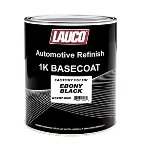 LAUCO Black 1K Basecoat Automotive Paint – Factory Color Match Ebony – 1 Quart – Spray Gun Ready – Deep Black Finish – Mixing Ratio 1:1 – Auto Body Refinish [87287-Quart]