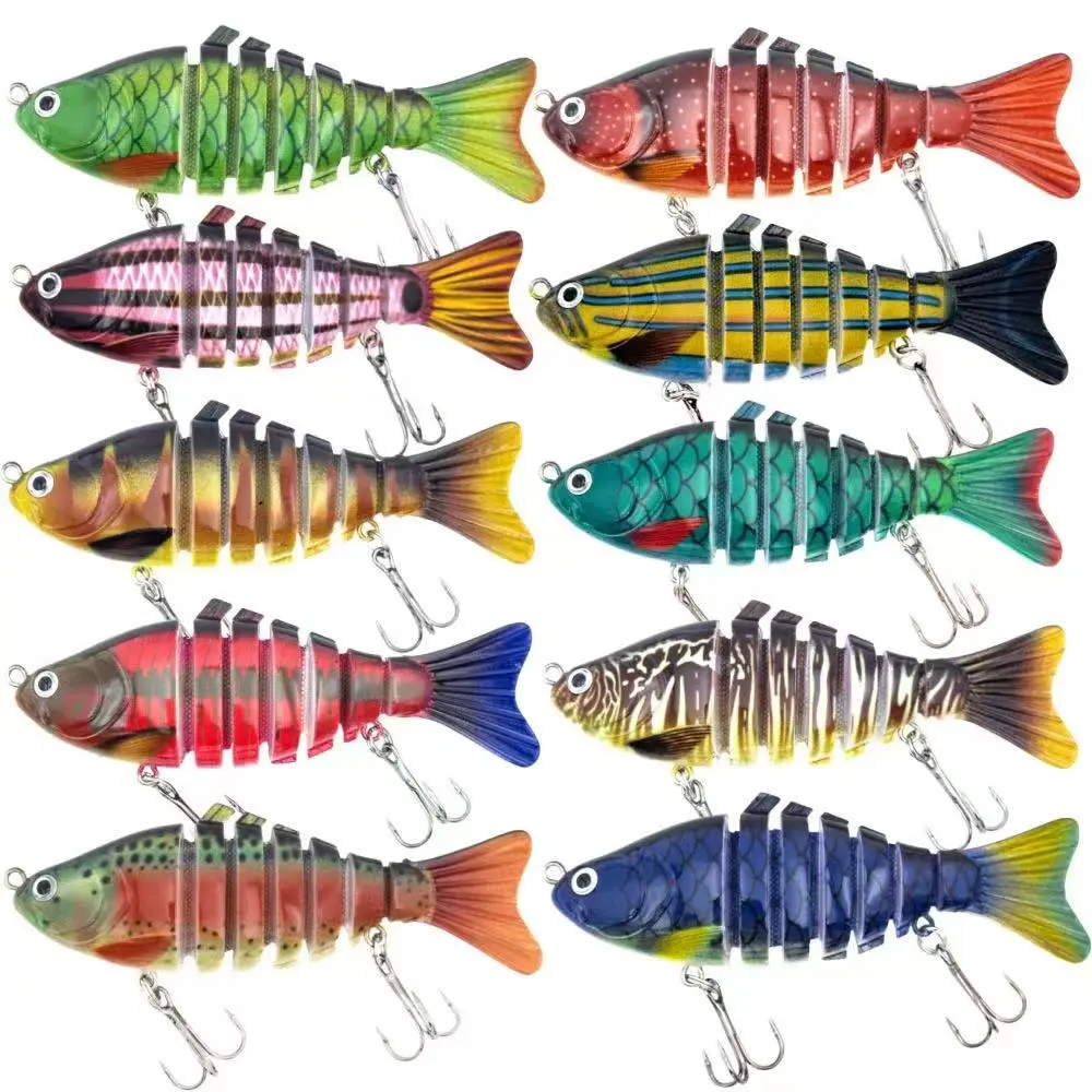 Multi-Jointed Swimbait Lures, 5-Piece 3.9in Hard Body Fishing Stuff, Lifelike Slow Sinking Baits for Fresh/Saltwater, Beginner Friendly, Fishing Lure Original, Fresh/Salty, Jointed Body, 3.9 Inches, 10Cm, Gift For Fisherman