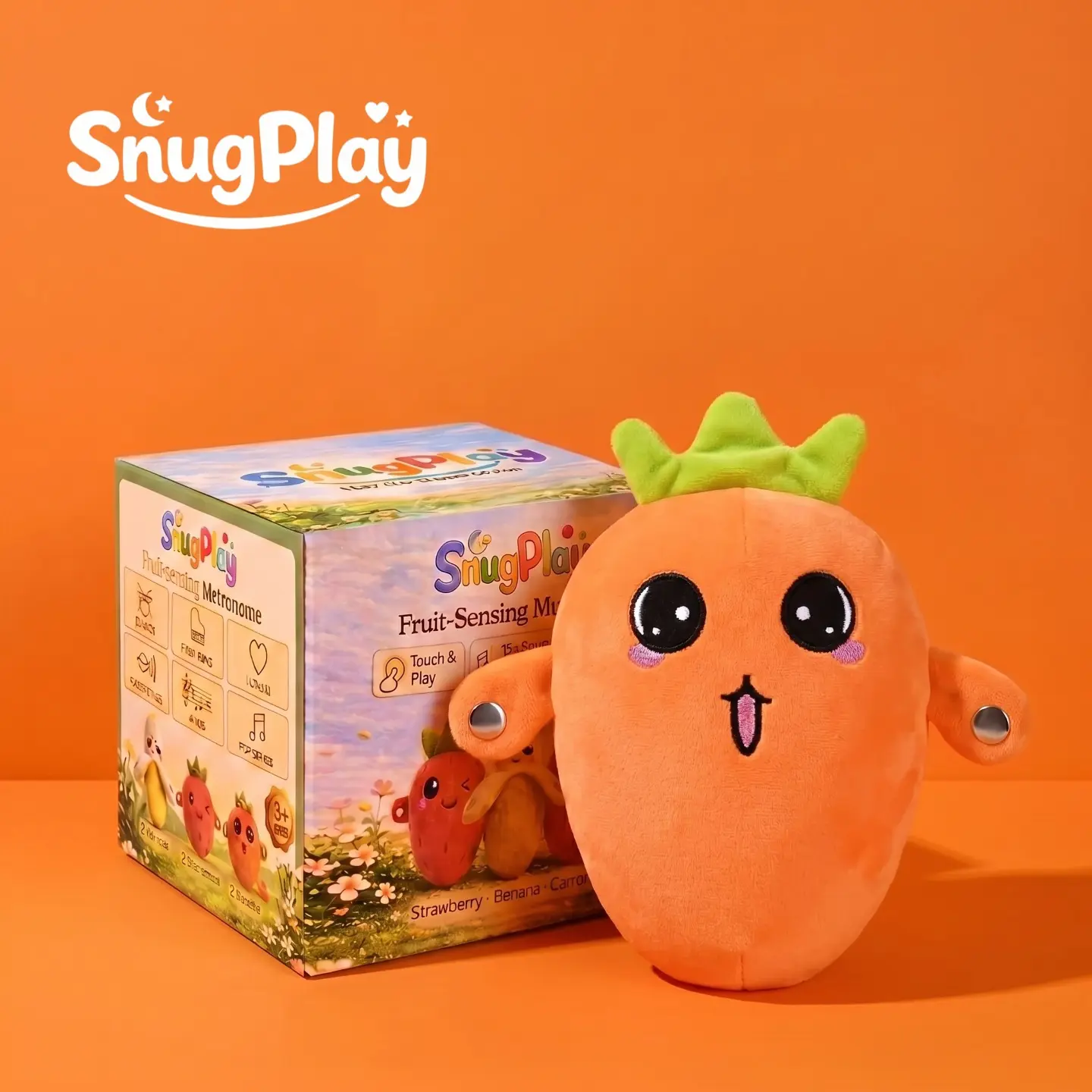 SNUGPLAYA Interactive Music Plush Toy Set – Banana, Strawberry & Carrot Electric Plush Toys for Parent-Child Interaction, Couples & Friends Prank Toy, Valentine’s Day & Easter Party Fun Gift for Kids & Adults stuffed animals cute girly gifts