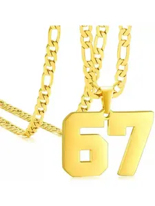 67 chain 67 necklace boy men stainless steel basketball football baseball team number pendant thick chain sports necklace Fashion Chic Accessories