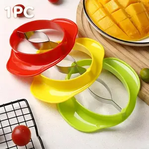 Stainless Steel Mango Slicer, Easy-To-Use, Curved Blade for Perfect Cuts, Manual Kitchen Tool, Kitchen Gadgets, Mango Pit Remover, Ideal for Cooking, Vegetable Fruit Cutter