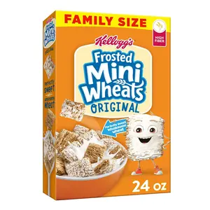 Frosted Mini-Wheats Cold Breakfast Cereal, High-Fiber, Whole Grain, Family Size, Original, 24oz Box (1 Box)