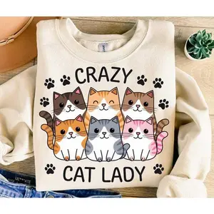 Crazy Cat Lady Shirt - Sublimated Funny Cat Lover Gift | Kitten & Cat Mom Apparel, Trendy Unisex Humorous Tee