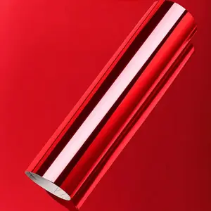 Premium Mirror Chrome Red Stretchable Flexible Vinyl Wrap Film With Air Release Self Adhesive DIY Car Motorcycle Sticker For Cars Car Truck Decal