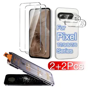 4-In-1 HD Protection Film Set, Includes Dust-Free Glass Screen Protectors & Lens Covers, Compatible with Google Pixel Smartphone 10 Pro XL 9 9A 8 8A 7 7A 6A 6 Series