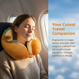 Cute Toast Bread U-Shaped Neck Pillow, Travel Car Neck Support, Portable U-Shape Pillow for Cervical Relief, Comfortable and Stylish Design