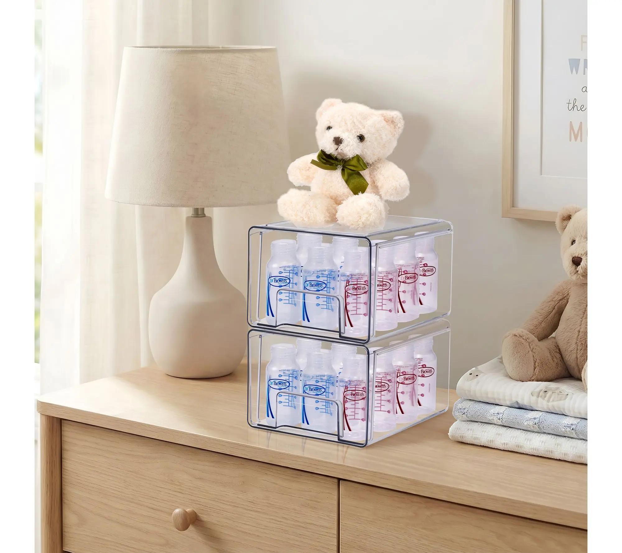 Sorbus Clear Stackable Storage Drawers with Handles - Set of 2