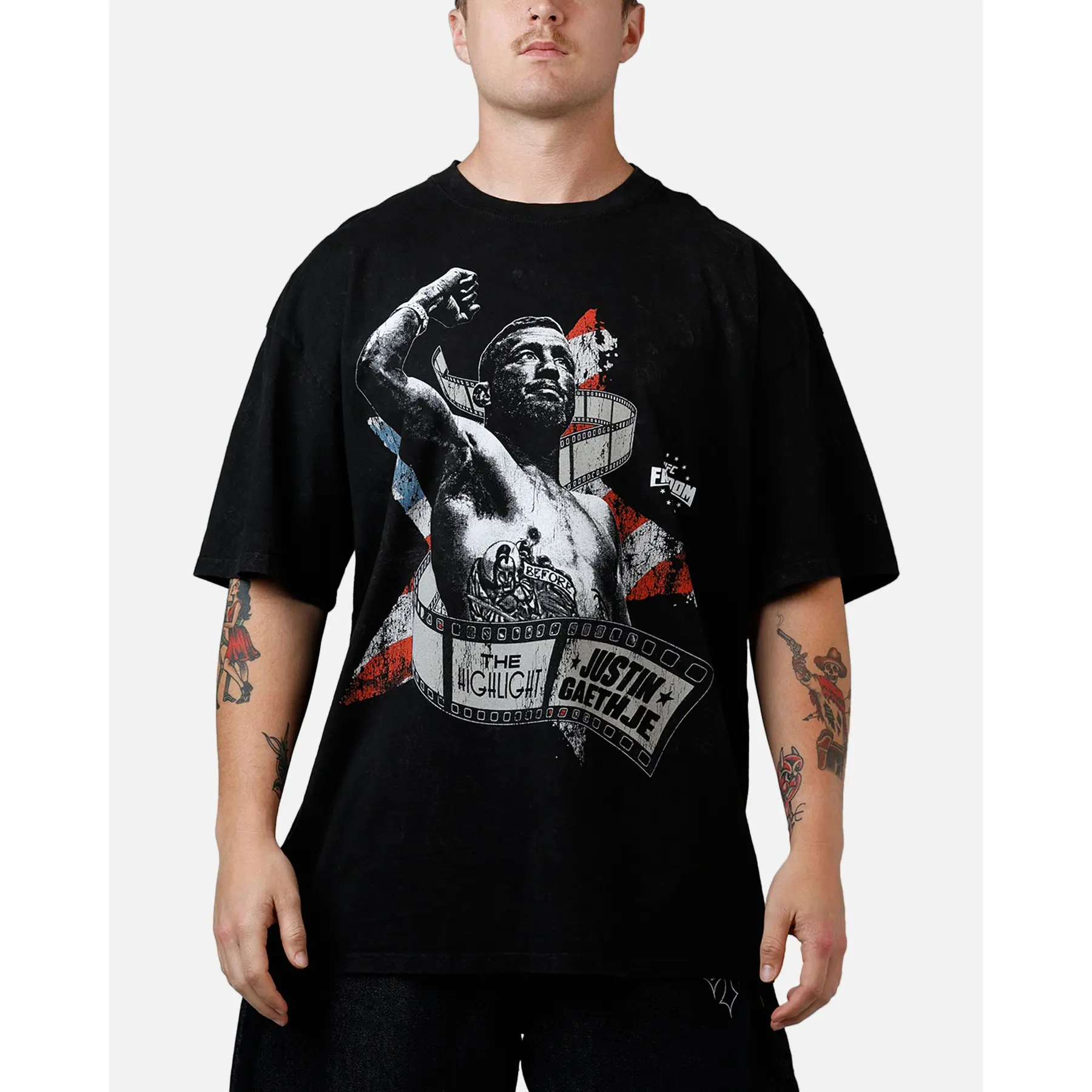 UFC By Culture Kings UFC 250 Justin Gaethje T-Shirt Black Acidwash