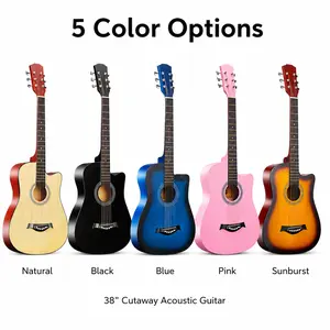 38-inch beginner acoustic guitar starter kit with tuner, capo, string winder, strap, and carrying case for students, children, and adults
