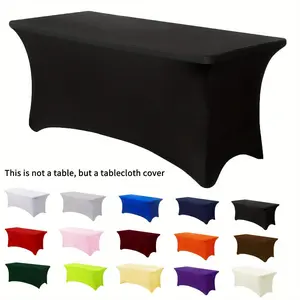 1 pc rectangular full-coverage tablecloth, polyester tablecloth, wrinkle-resistant washable tablecloth, stretchy snug-fit tablecloth, suitable for indoor, outdoor, courtyard, weddings, picnics, camping, parties, banquets