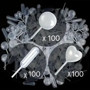 100pcs of 0.14Oz Plastic Droppers, Plastic Pipettes, Heart-Shaped Circular Rectangular Plastic Squeeze Pipettes, Suitable for Chocolate, Cupcakes, Straws (20Oz) with 100pcs (1.35Oz) Plastic Resin Mixing Cups for Art Epoxy Resin Casting Tool