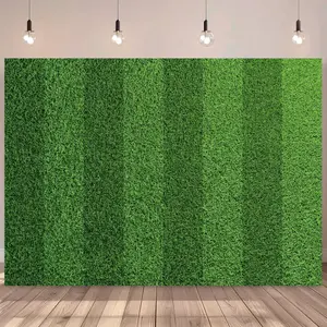1PC,2D Flat Artificial Grass Door Banner, Festival Decoration Backdrop, Green Lawn Themed Party Decor, Photo Background for Birthday & Wedding, Hanging Cloth for Indoor & Outdoor Scene Decoration
