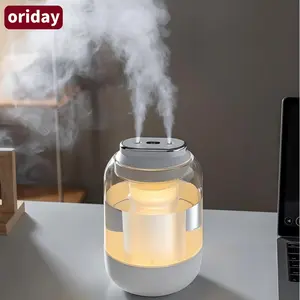 Oriday 2L Humidifiers for Bedroom, 2000mah Portable Cool Mist Rechargeable Humidifier with LED Light, Intelligent Digital Display, Cotton Stick & USB Cable, Usb Powered Humidifier