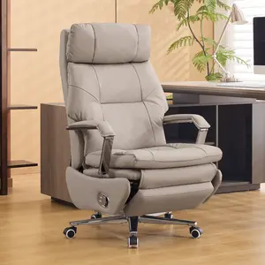 Big and Tall Manual Recliner Office Chair, High Back Leather Executive Ergonomic Gaming Chair, 300LBS Weight Capacity Wide Computer Desk Chair with Footrest