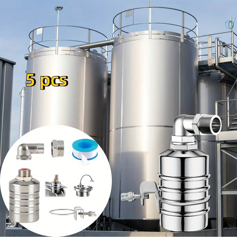 5PCS 304 Stainless Steel Fully Automatic Water Level Control Float Valve Float Valve 1/ 2" To 3/ 4'' Water Float Valve Automatic Water Level Controller for Water Tank Pool Water Tank Livestock Troughs,summerwins