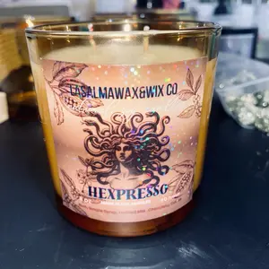 LA Salma Wax & Wix CO Hexpresso Espresso & Chocolate 8oz 100% Soy Wax Candle Made in L.A. with Medusa Design