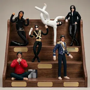 Limited MJ King of Pop Inspired Chibi Plush Doll, Red-White-Black Suit Novelty Toy, Cute Music Icon Gift for Collectors