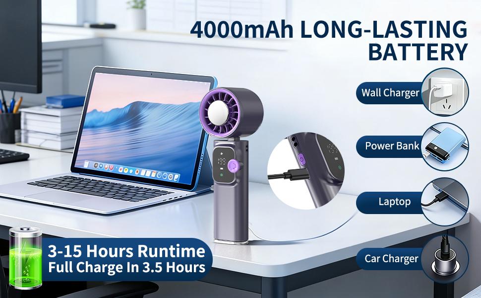 199-Level Precise Wind Control Cordless Wireless Portable Cooling Ice Fan - Foldable, Adjustable, Automatic Settings, Airflow Enhancer for Summer Travel & Outdoor Household Appliance Essential