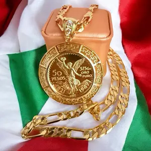 Figaro Chain 24” with centenario 18K Gold Plated