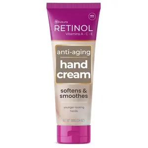Retinol Anti-Aging Hand Cream - Vitamin A Retinol + Vitamins C & E + Green Tea Extract - Hands, Nails & Cuticles - LIVAURA