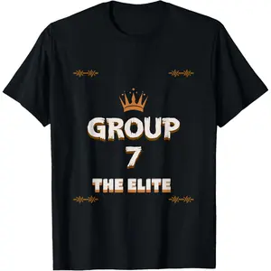 Group 7 Trendy Black White Tee| Viral Aesthetic Short Sleeve for Cool Gamers & Trendsetters