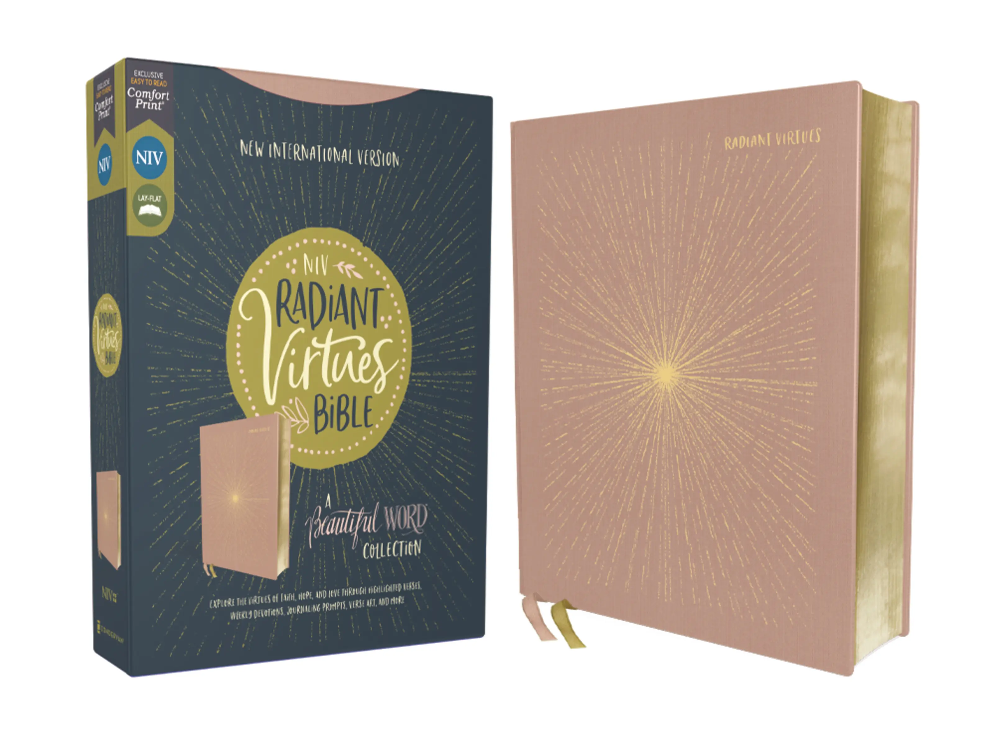 NIV, Radiant Virtues Bible: A Beautiful Word Collection, Cloth over Board, Pink, Red Letter, Comfort Print: Explore the virtues of faith, hope, and love (Beautiful Word) by Zondervan [Hardback Book]