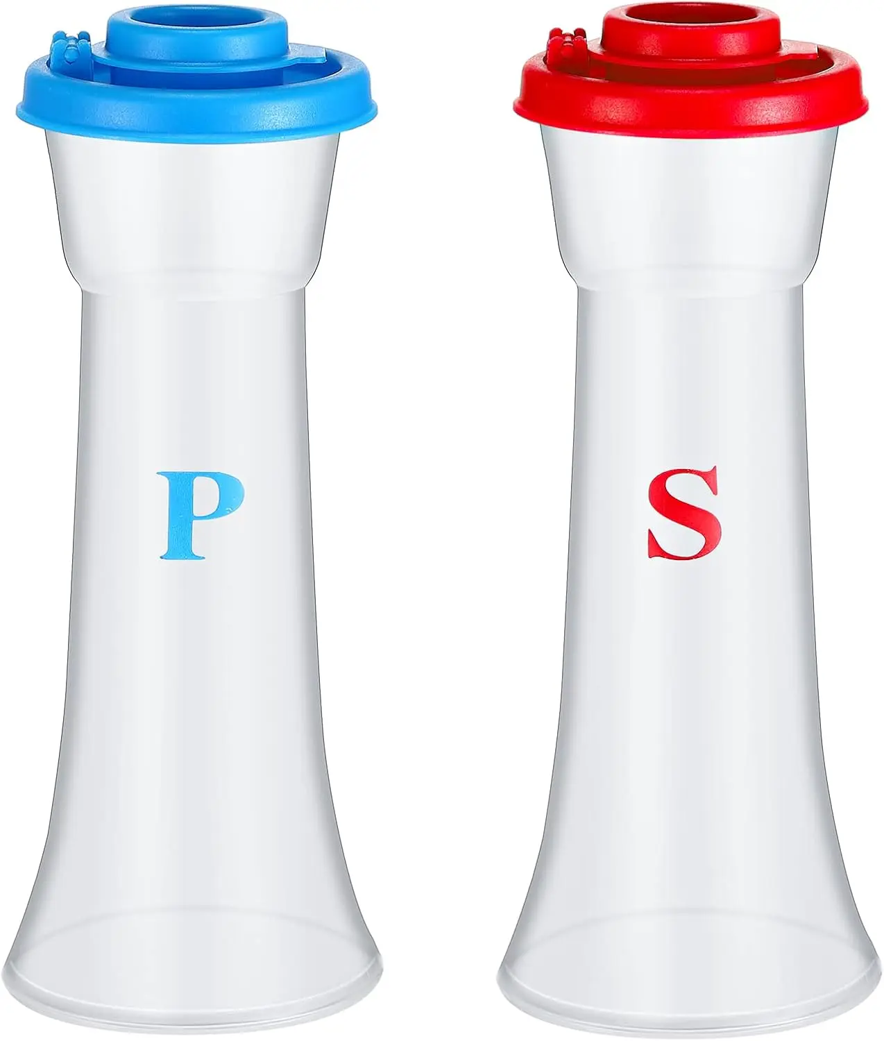 Kitchenware 2-Piece Salt and Pepper Shaker Set - Plastic Lid-Sealed Moisture-Proof Hourglass Canisters, Countertop Home/Camping/Restaurant Storage, Portable No-Default Food Storage Solutions (Blue, Red), Storage Canisters