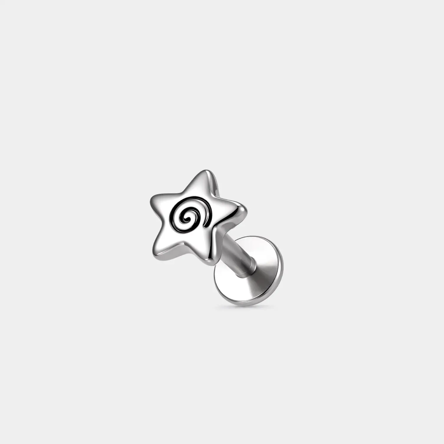 Oufer 16G Spiral Star Helix Cartilage Ear Piercing Flat Back Internally Threaded Stainless Steel Stud