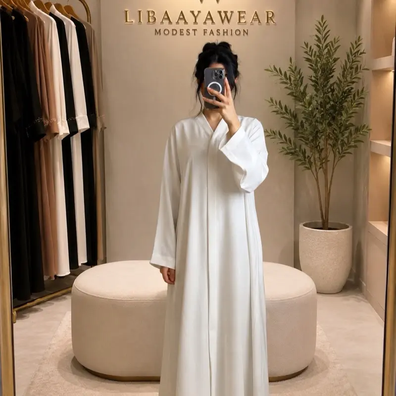 White Plain Abaya – Elegant Minimalist Style