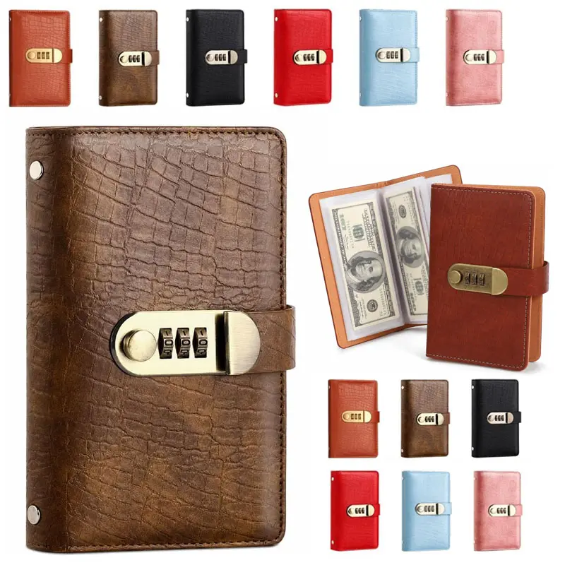 Vintage Password Lock Savings Book - 100-Page Money Goal Ledger, Banknote Storage Folder, Secure Accounting Supply for Household Expenses & Money Organization, Asset Management Tool