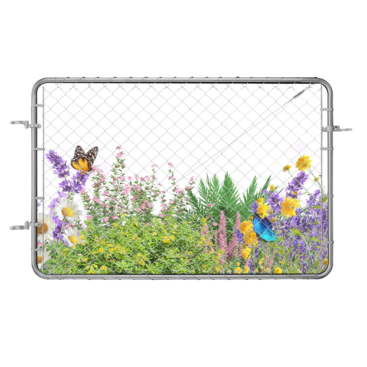 【Summerfinds】VEVOR Chain Link Fence Gate,72 x 48 inAdjustable Chain Link Fence PanelFit 2.2-6 ft (W) x 6 ft (H) Garden Fence Gate OpeningRust-Resistant Galvanized Fencing Gate for FarmPosts Not Included
