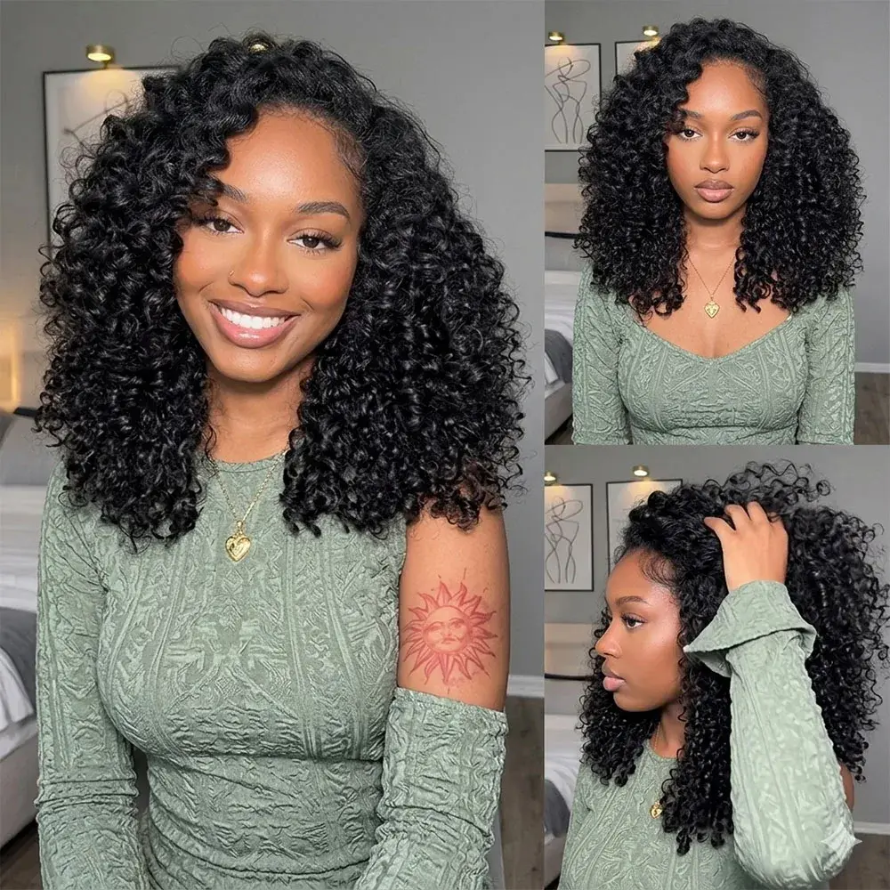 200% Density Burmese Curly Half Wig Glueless Human Hair Ready to Wear 3 IN 1 Half Wig With Drawstring Seamless Clip Ins Flip Over On Sale Beginner-Friendly, Seamless Blend, Summer Hairstyles Beach Essentials#SummerWins #DealsForYouDays