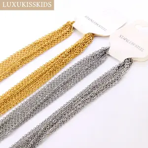 US-FASHION - LUXUKISSKIDS Stainless Steel Chains DIY Jewelry Making O-Chain Necklace 10pcs/Lots 1.5/2MM Woman Accessories Choker 18K Golden