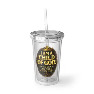 I Am A Child Of God Acrylic Tumbler Christian Iced Coffee Cup Faith Based Clear Cup with Straw Gift