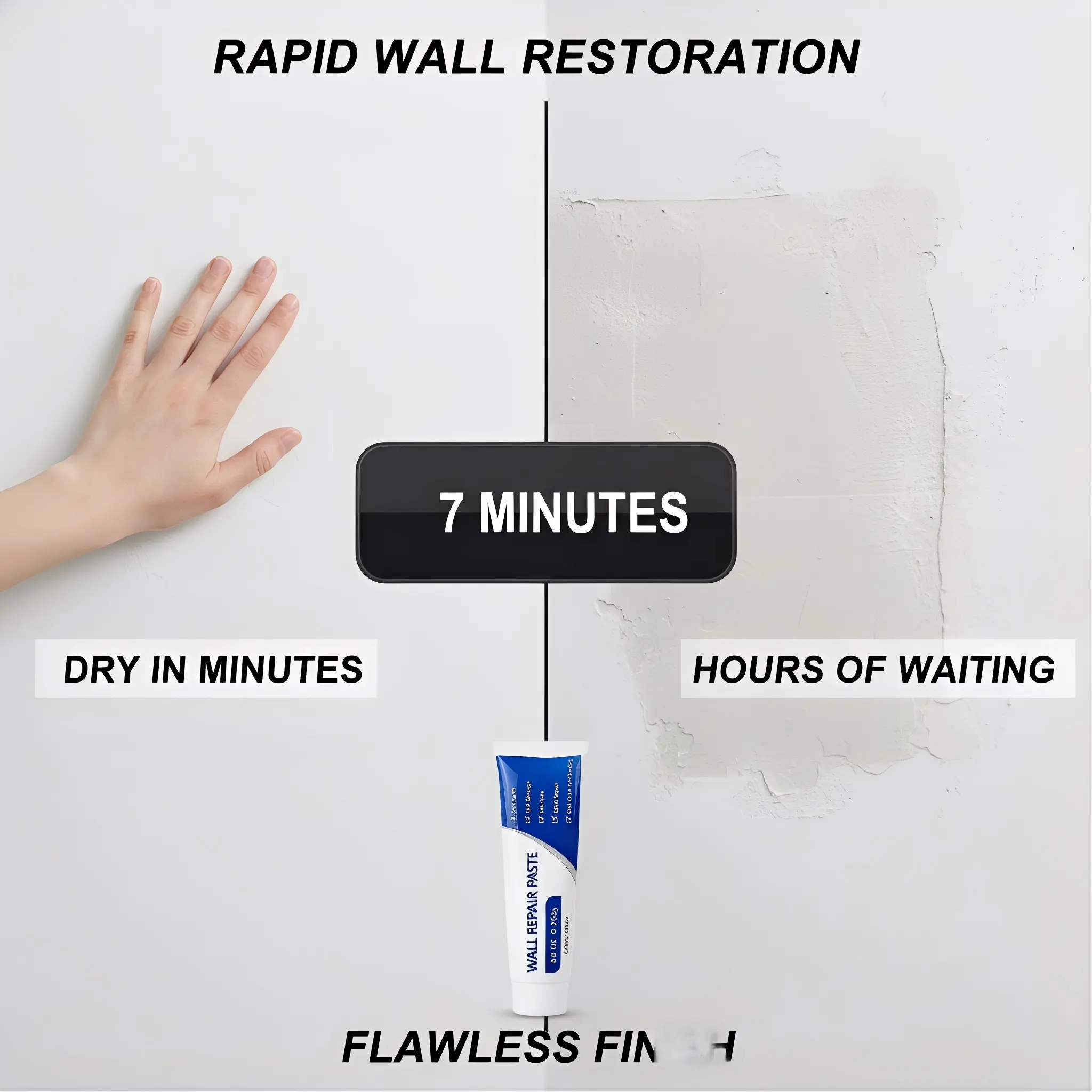 Wall Repair Paste 250g, Quick-Dry Drywall Patch Kit, Waterproof Crack Filler, Heavy Duty Wall Mending Compound for Home DIY Repair White Spackle