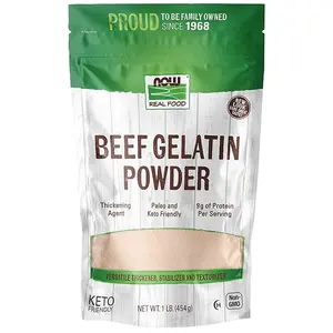 NOW Foods Unflavored Beef Gelatin Powder – Natural Thickening Agent for Cooking & Baking, 1 lb (454g