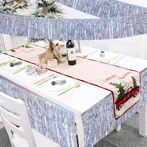 4-Pack Silver Tinsel Fringe Garland 48FT Total – Metallic Parade Float Decor, Birthday Ceiling Streamers, Holiday Backdrop for Party Decoration