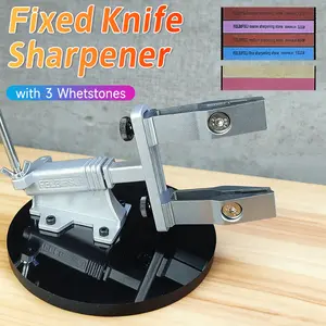 Fixed Sharpener with 3 Whetstones Sharpening System Kitchen Grinding System for Kitchen and Restaurant Use recision Knife Sharpening System–Adjustable Angle Premium Fathers Day Gift