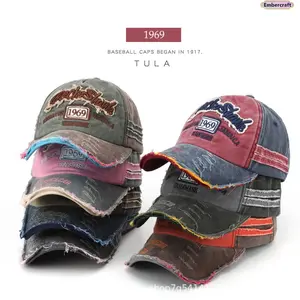 Vintage 1969 Embroidered Baseball Cap for Women and Men, Washed Distressed Cotton Dad Hat, Retro Adjustable Sun Protection Cap for Outdoor Travel, Streetwear, Sports and Daily Wear