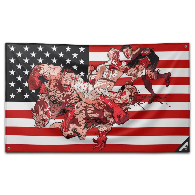 Premium American Flag Wall Tapestry, Battle-Theme Invincible Design, Sewn Stripes, Embroidered Stars, Outdoor Home Decor Backdrop Hanging Decoration, Tapestries, Custom Tapestry